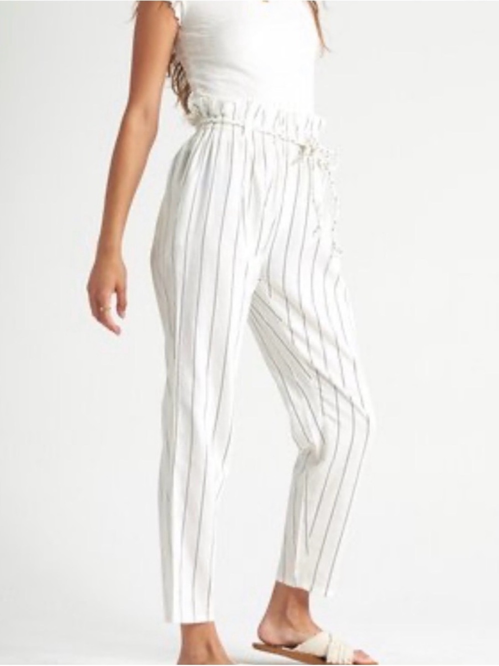 Billabong Desert Adventure Pants White and Blue Stripes Women Size Small Cotton